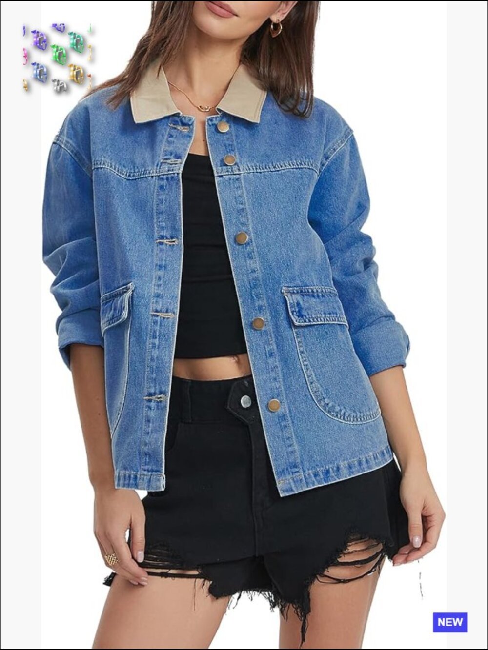 Vintage Denim Shacket Long Sleeve Oversized Barn Coat with Pockets